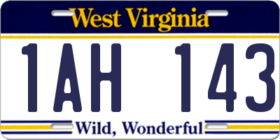 WV license plate 1AH143