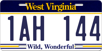 WV license plate 1AH144