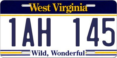 WV license plate 1AH145