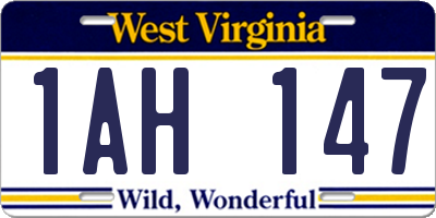WV license plate 1AH147