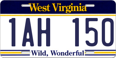 WV license plate 1AH150