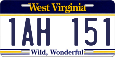 WV license plate 1AH151