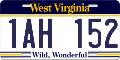 WV license plate 1AH152