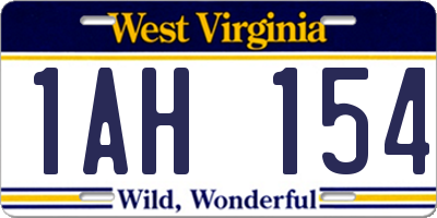 WV license plate 1AH154