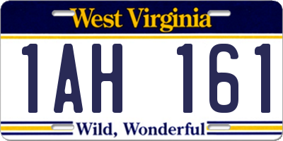 WV license plate 1AH161