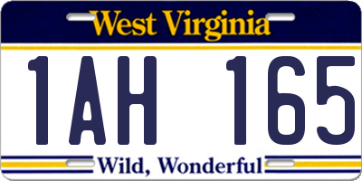 WV license plate 1AH165