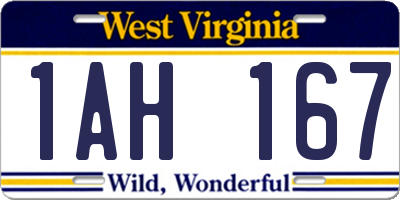 WV license plate 1AH167