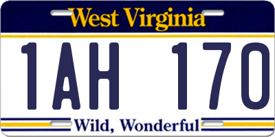 WV license plate 1AH170