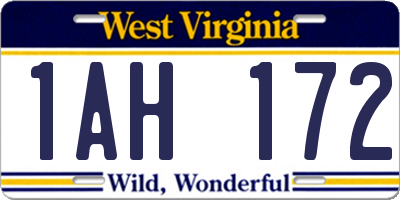 WV license plate 1AH172