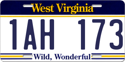 WV license plate 1AH173