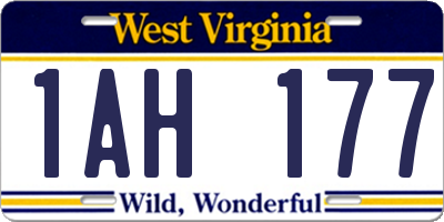 WV license plate 1AH177