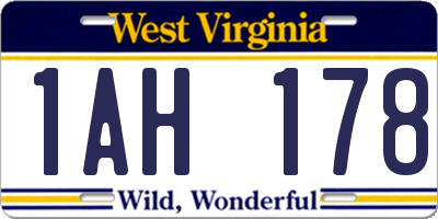WV license plate 1AH178