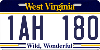 WV license plate 1AH180