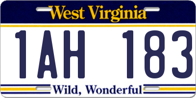 WV license plate 1AH183