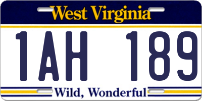 WV license plate 1AH189