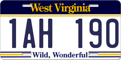 WV license plate 1AH190