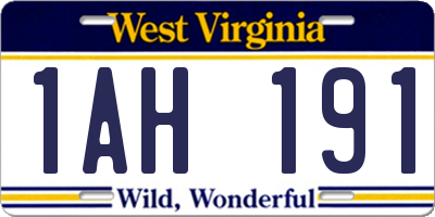 WV license plate 1AH191