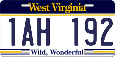 WV license plate 1AH192