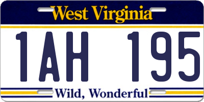 WV license plate 1AH195