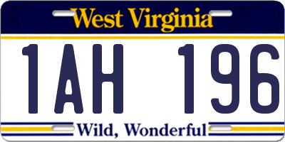 WV license plate 1AH196