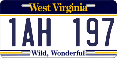 WV license plate 1AH197