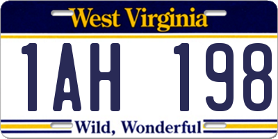 WV license plate 1AH198