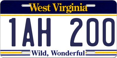 WV license plate 1AH200