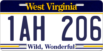 WV license plate 1AH206