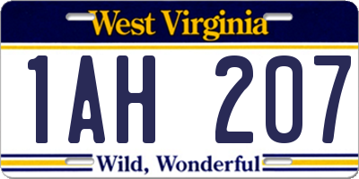 WV license plate 1AH207