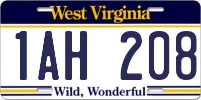 WV license plate 1AH208