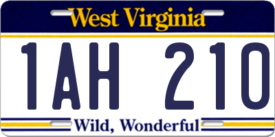 WV license plate 1AH210