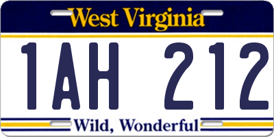 WV license plate 1AH212