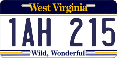 WV license plate 1AH215