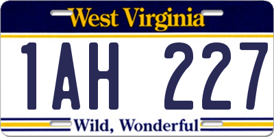 WV license plate 1AH227