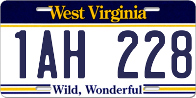 WV license plate 1AH228