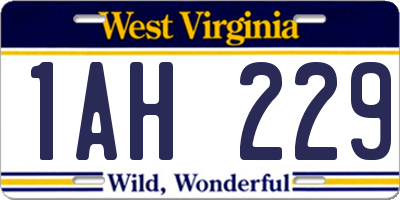 WV license plate 1AH229