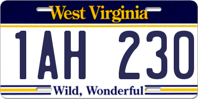 WV license plate 1AH230