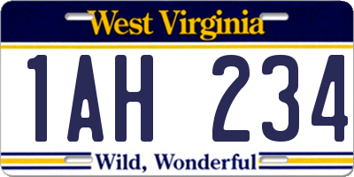 WV license plate 1AH234