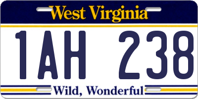 WV license plate 1AH238