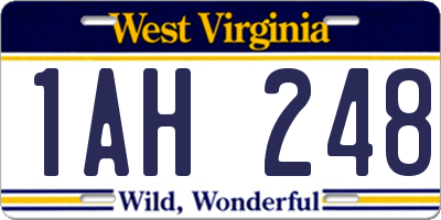 WV license plate 1AH248