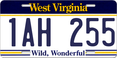 WV license plate 1AH255