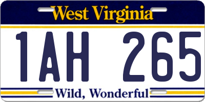 WV license plate 1AH265