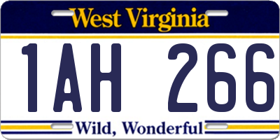 WV license plate 1AH266