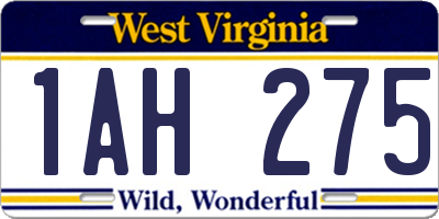 WV license plate 1AH275