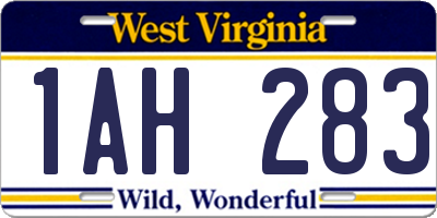 WV license plate 1AH283