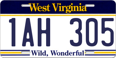 WV license plate 1AH305