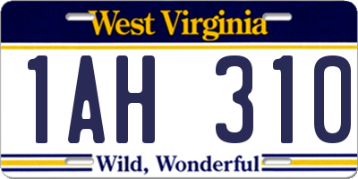 WV license plate 1AH310