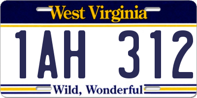 WV license plate 1AH312