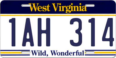 WV license plate 1AH314