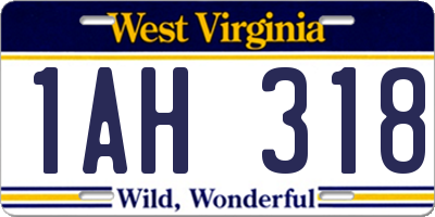WV license plate 1AH318